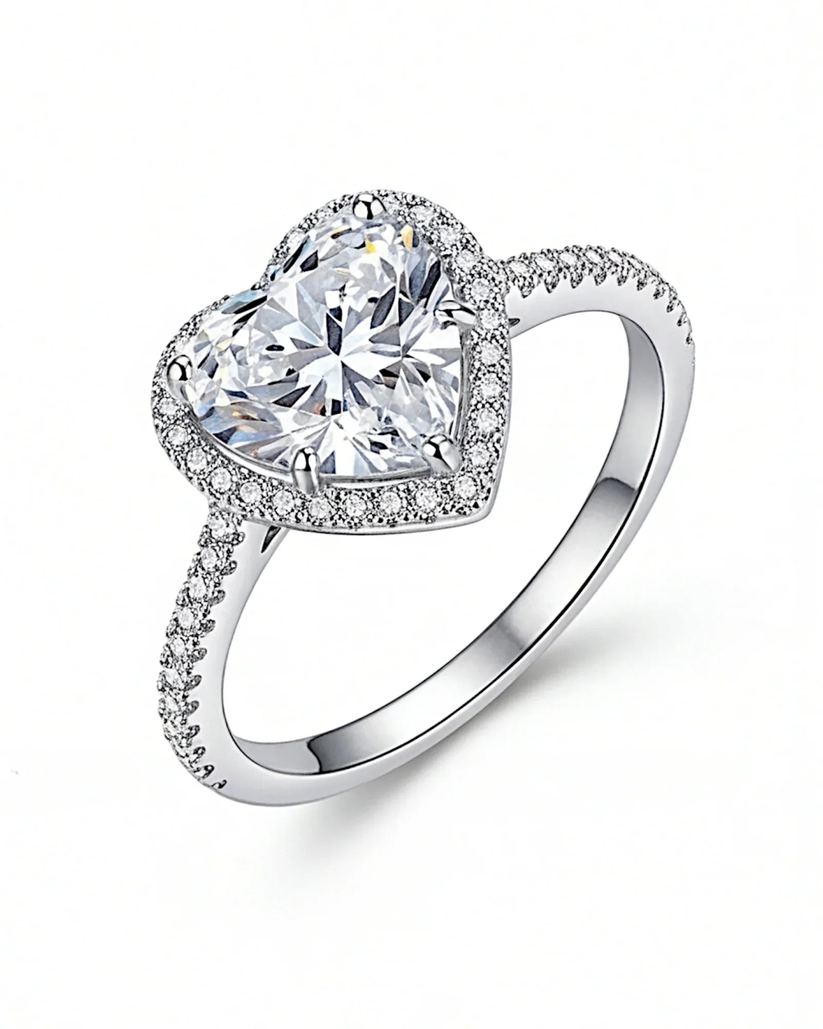 Ring aus 925er Sterlingsilber mit einem großen herzförmigen Zirkonia - TOLLzWOOD