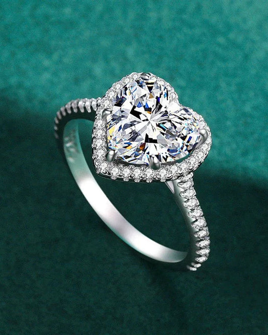Ring aus 925er Sterlingsilber mit einem großen herzförmigen Zirkonia - TOLLzWOOD