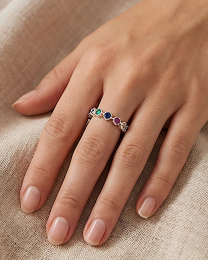 Ring aus 925er Sterlingsilber mit mehrfarbigen Zirkonen - TOLLzWOOD