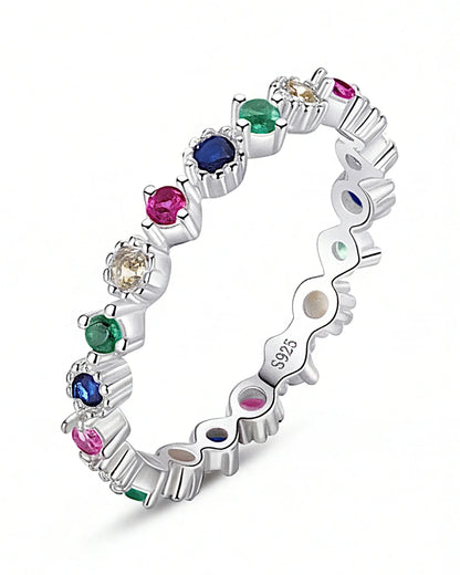 Ring aus 925er Sterlingsilber mit mehrfarbigen Zirkonen - TOLLzWOOD