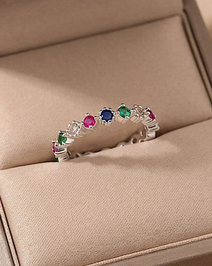Ring aus 925er Sterlingsilber mit mehrfarbigen Zirkonen - TOLLzWOOD