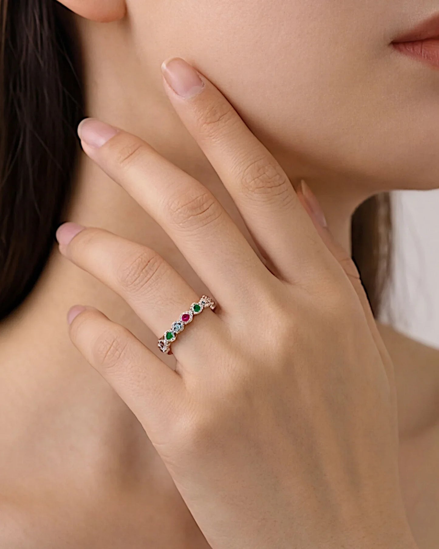 Ring aus 925er Sterlingsilber mit mehrfarbigen Zirkonen - TOLLzWOOD