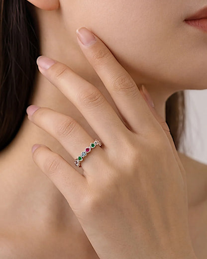 Ring aus 925er Sterlingsilber mit mehrfarbigen Zirkonen - TOLLzWOOD