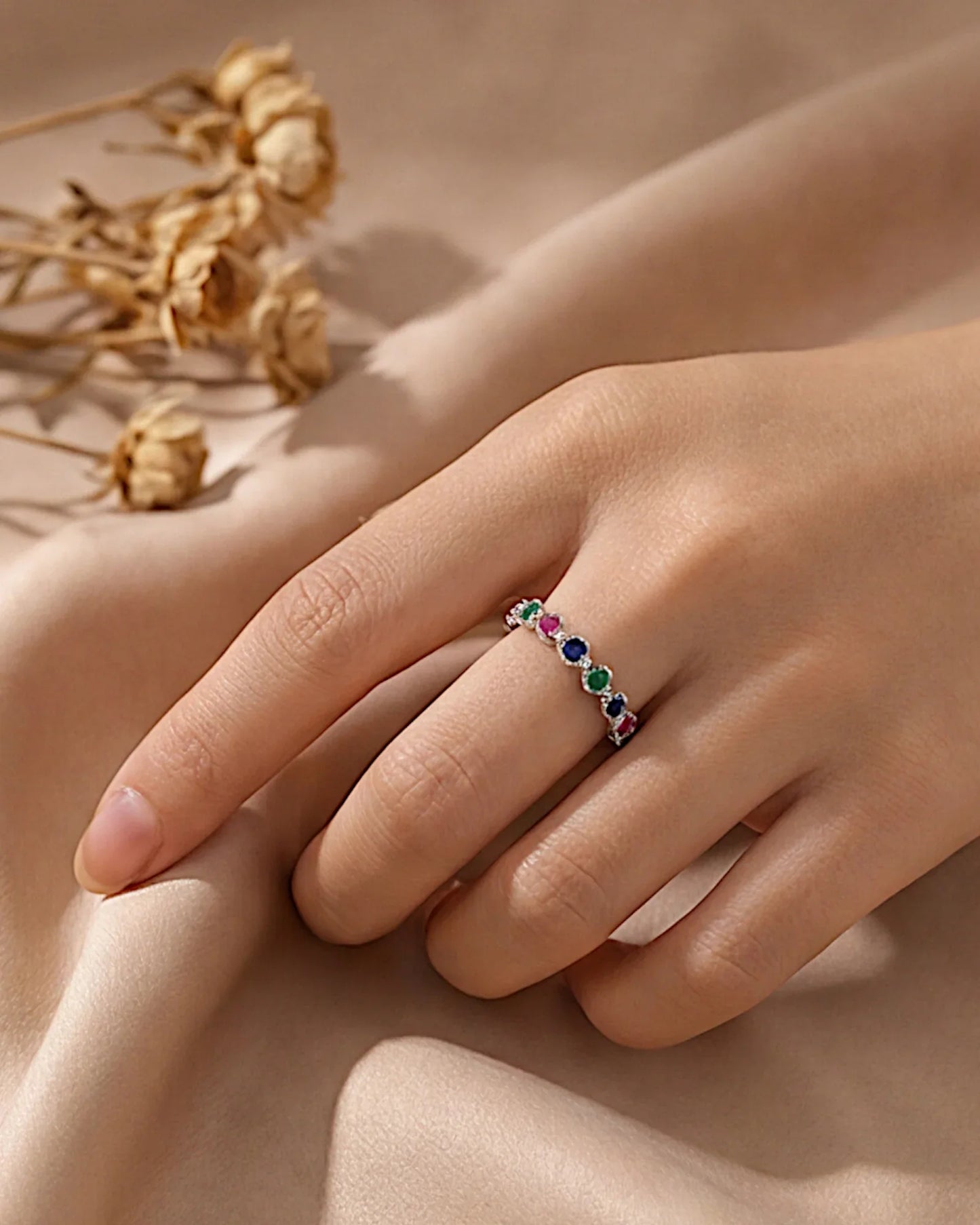 Ring aus 925er Sterlingsilber mit mehrfarbigen Zirkonen - TOLLzWOOD