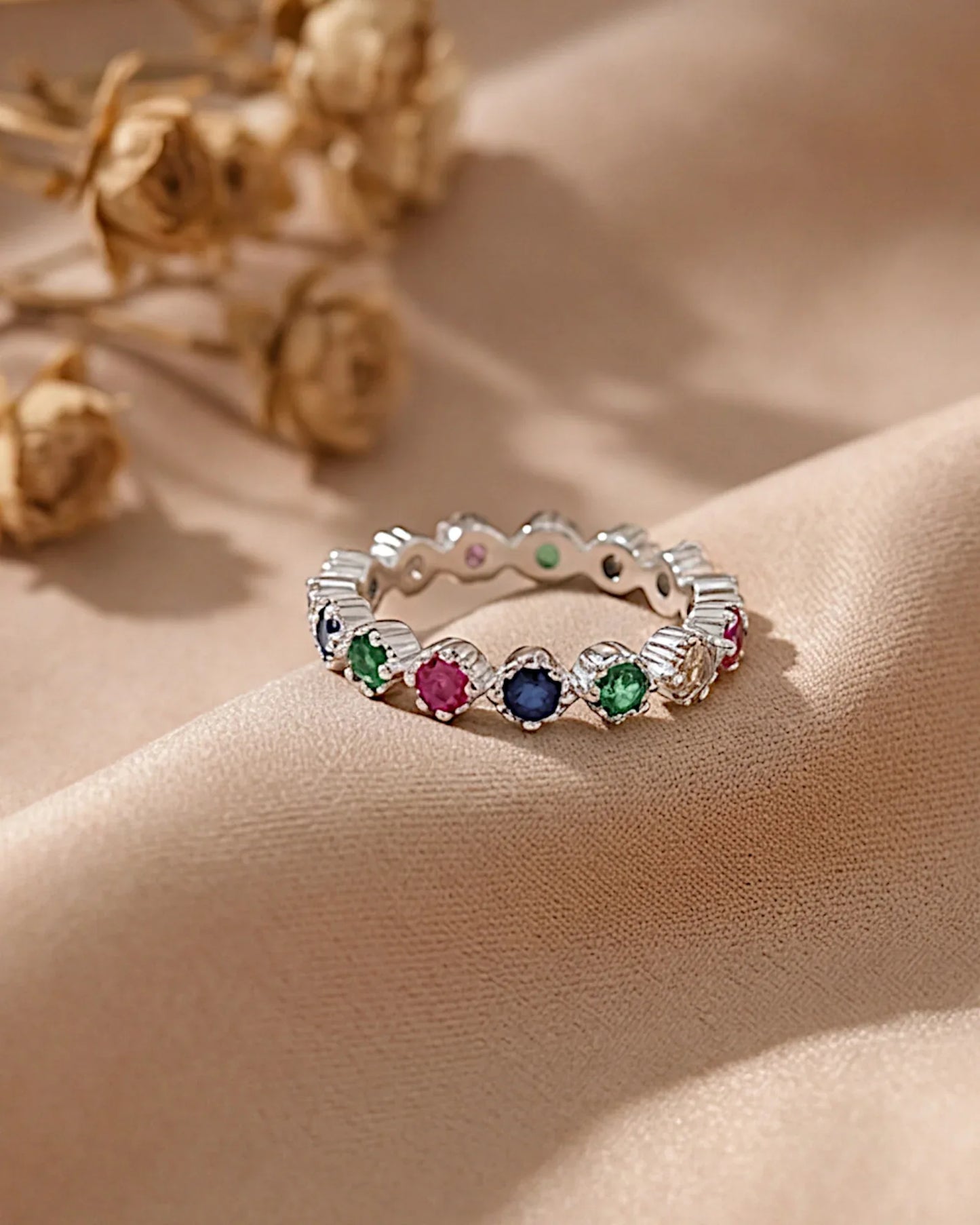 Ring aus 925er Sterlingsilber mit mehrfarbigen Zirkonen - TOLLzWOOD