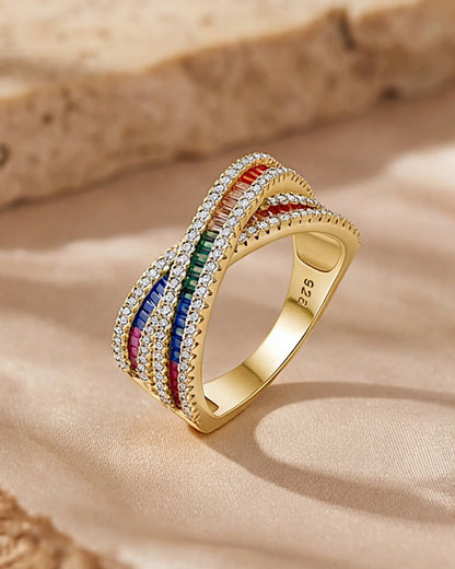 Ring aus 925er Sterlingsilber mit mehrfarbigen Zirkonen - TOLLzWOOD