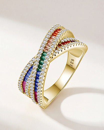 Ring aus 925er Sterlingsilber mit mehrfarbigen Zirkonen - TOLLzWOOD
