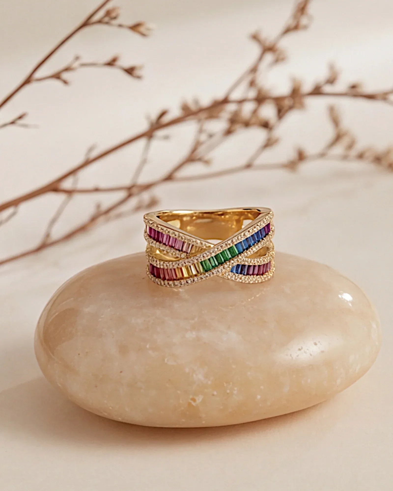 Ring aus 925er Sterlingsilber mit mehrfarbigen Zirkonen - TOLLzWOOD