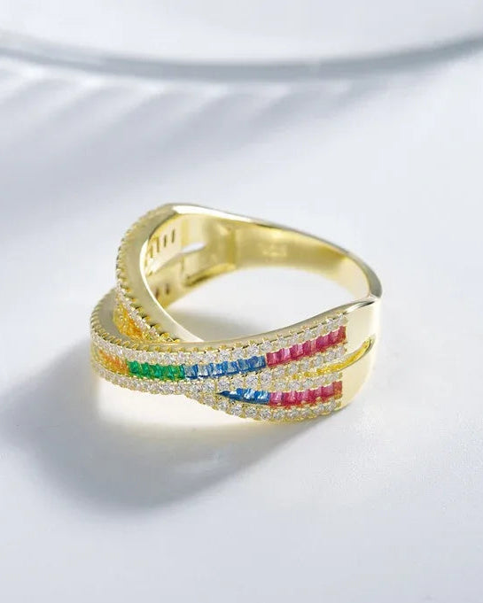 Ring aus 925er Sterlingsilber mit mehrfarbigen Zirkonen - TOLLzWOOD