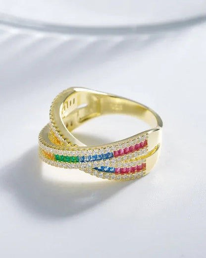 Ring aus 925er Sterlingsilber mit mehrfarbigen Zirkonen - TOLLzWOOD