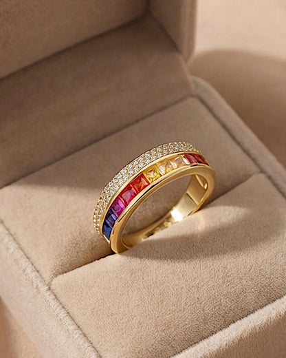 Ring aus 925er Sterlingsilber mit mehrfarbigen Zirkonen - TOLLzWOOD