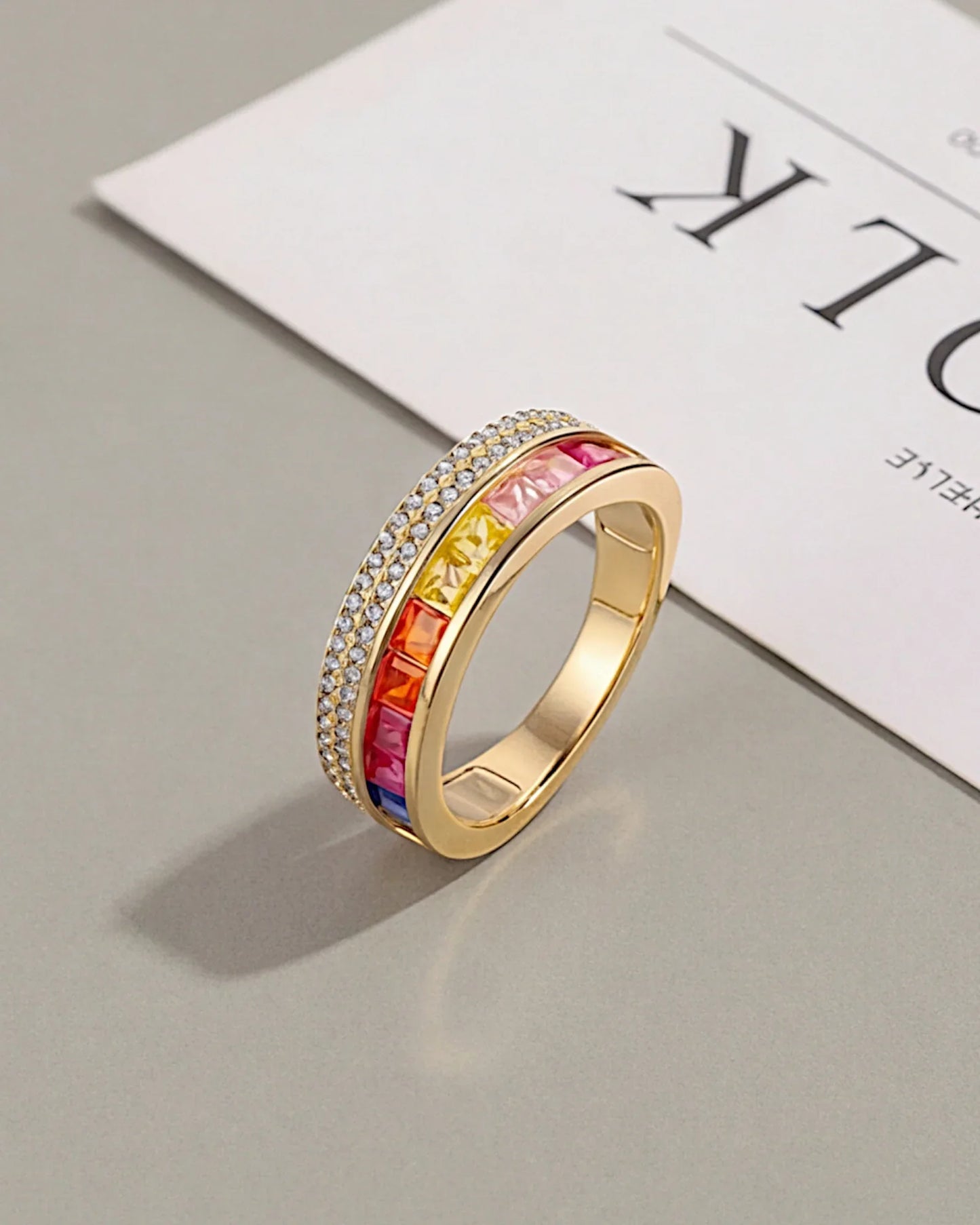 Ring aus 925er Sterlingsilber mit mehrfarbigen Zirkonen - TOLLzWOOD