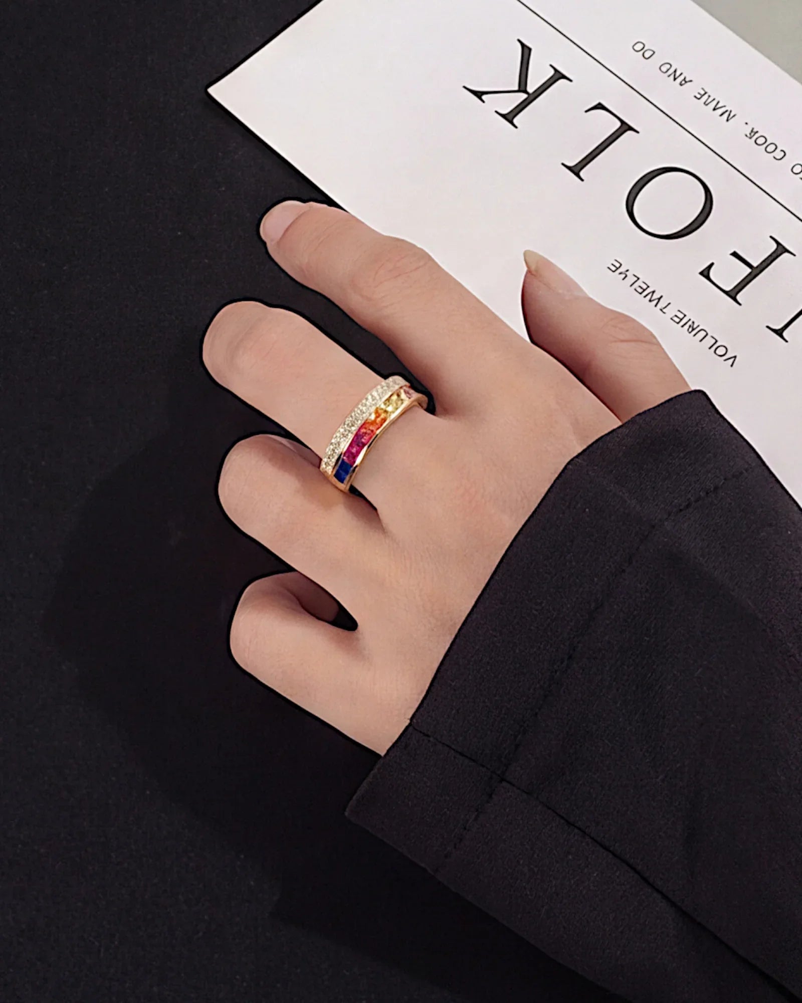 Ring aus 925er Sterlingsilber mit mehrfarbigen Zirkonen - TOLLzWOOD