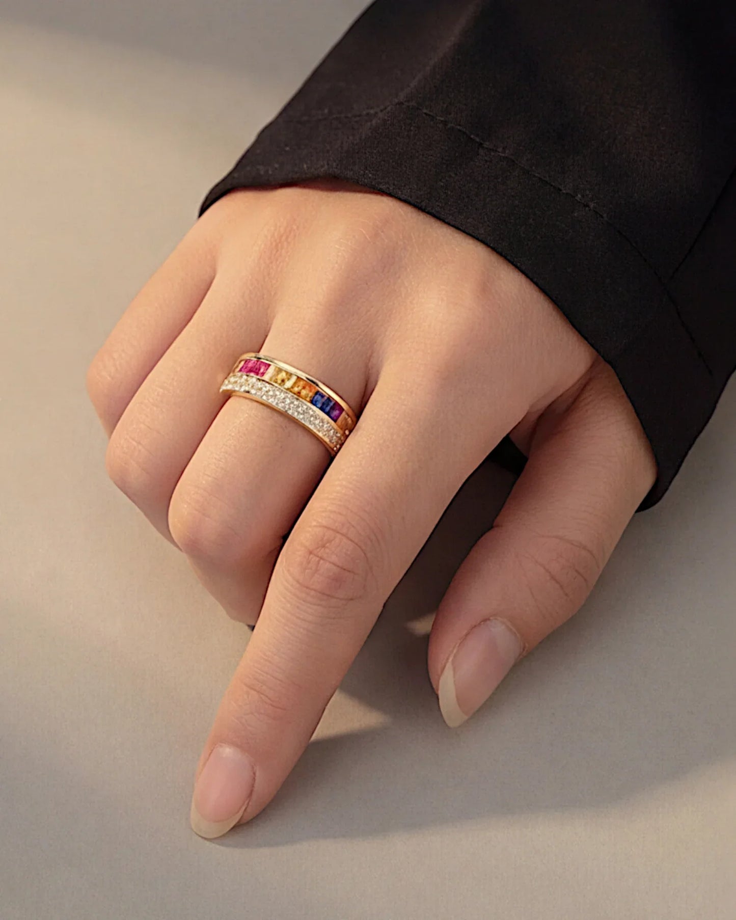 Ring aus 925er Sterlingsilber mit mehrfarbigen Zirkonen - TOLLzWOOD
