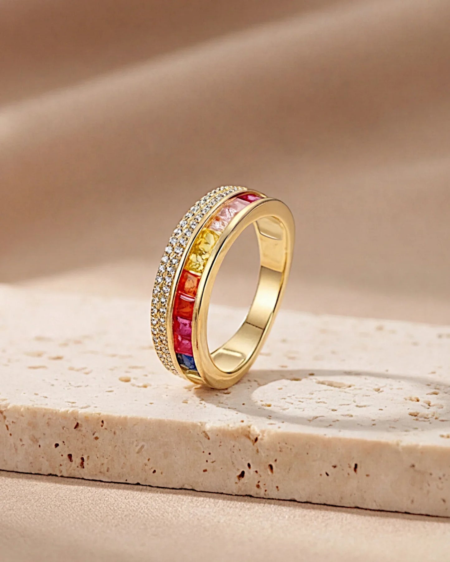Ring aus 925er Sterlingsilber mit mehrfarbigen Zirkonen - TOLLzWOOD