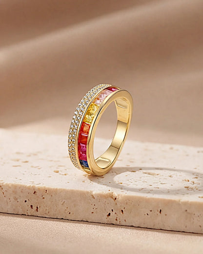 Ring aus 925er Sterlingsilber mit mehrfarbigen Zirkonen - TOLLzWOOD