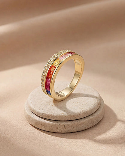 Ring aus 925er Sterlingsilber mit mehrfarbigen Zirkonen - TOLLzWOOD