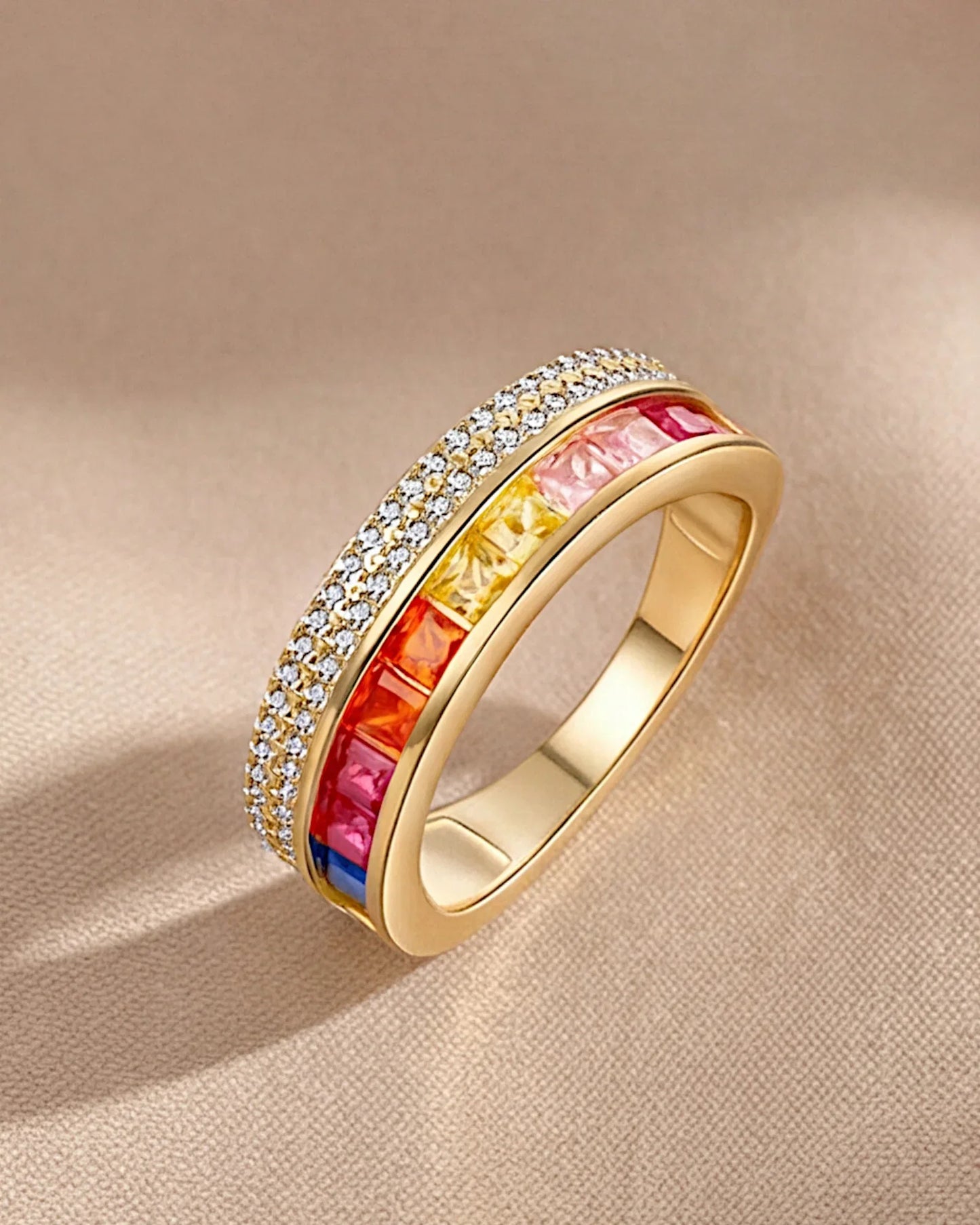 Ring aus 925er Sterlingsilber mit mehrfarbigen Zirkonen - TOLLzWOOD