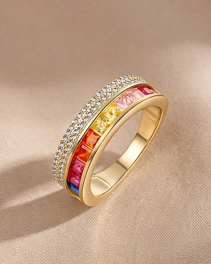 Ring aus 925er Sterlingsilber mit mehrfarbigen Zirkonen - TOLLzWOOD