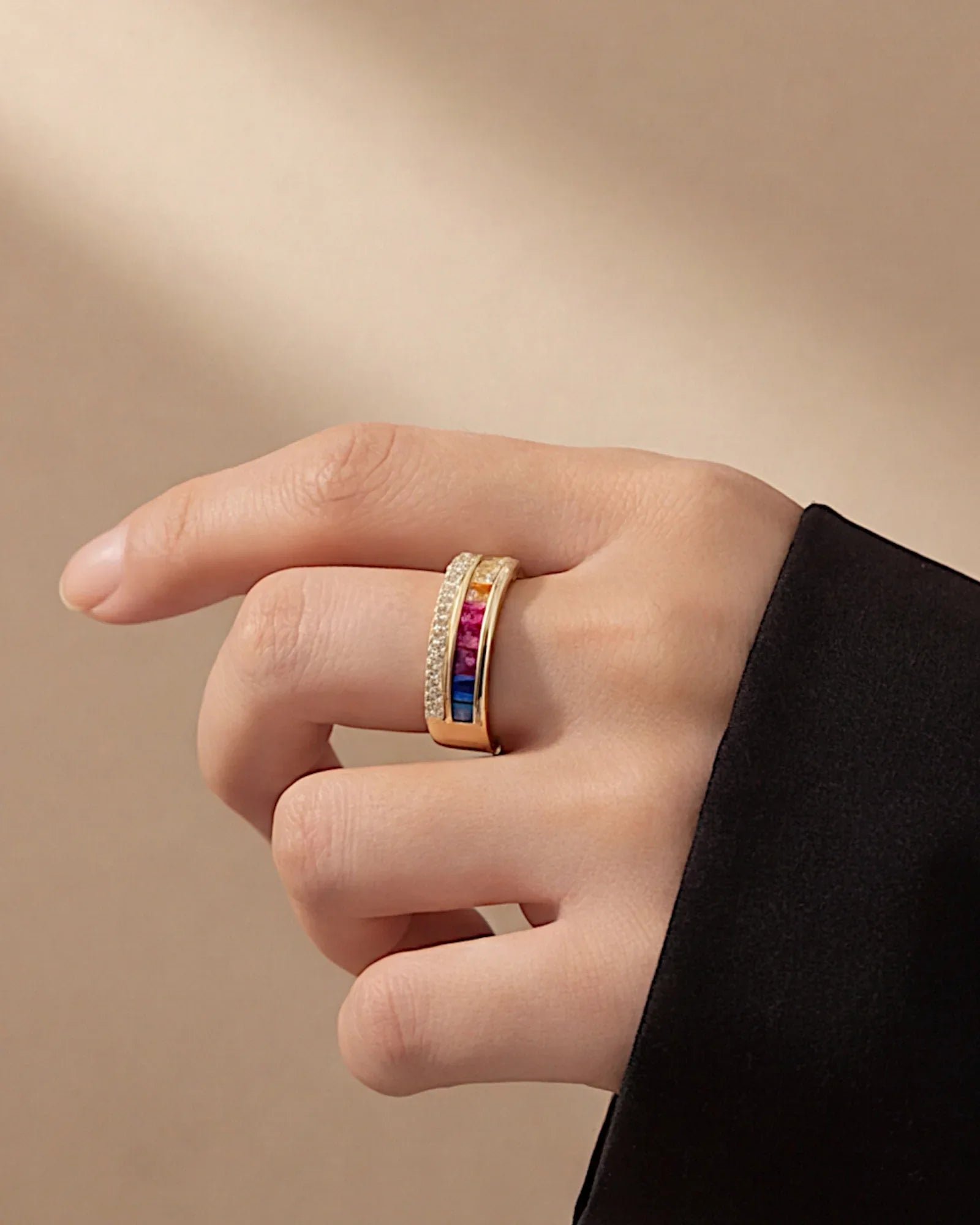 Ring aus 925er Sterlingsilber mit mehrfarbigen Zirkonen - TOLLzWOOD