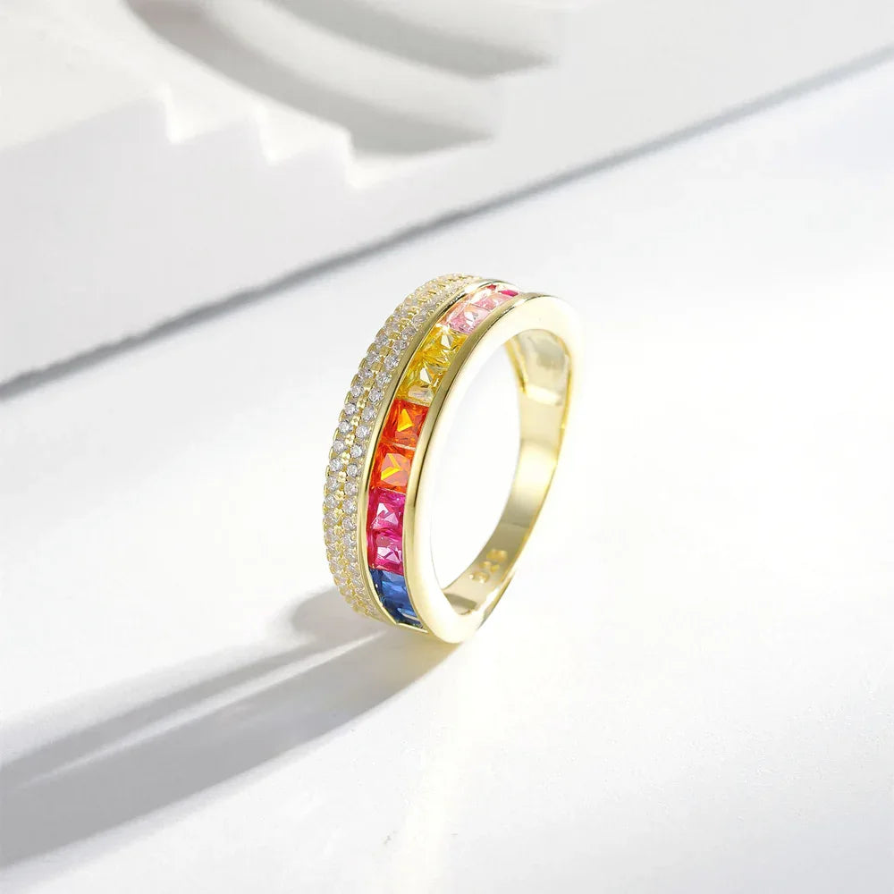 Ring aus 925er Sterlingsilber mit mehrfarbigen Zirkonen - TOLLzWOOD