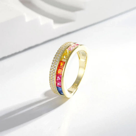 Ring aus 925er Sterlingsilber mit mehrfarbigen Zirkonen - TOLLzWOOD