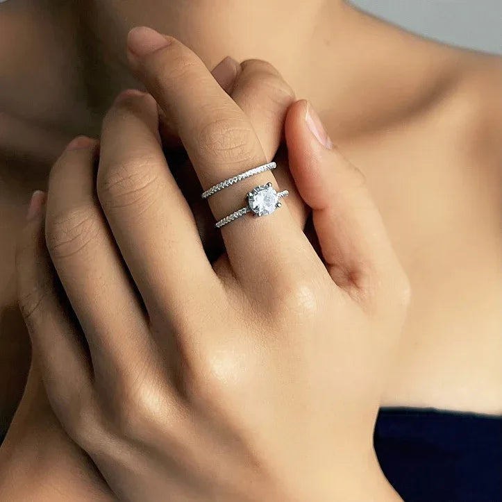 Ring aus 925er Sterlingsilber mit einem großen Zirkonia - TOLLzWOOD