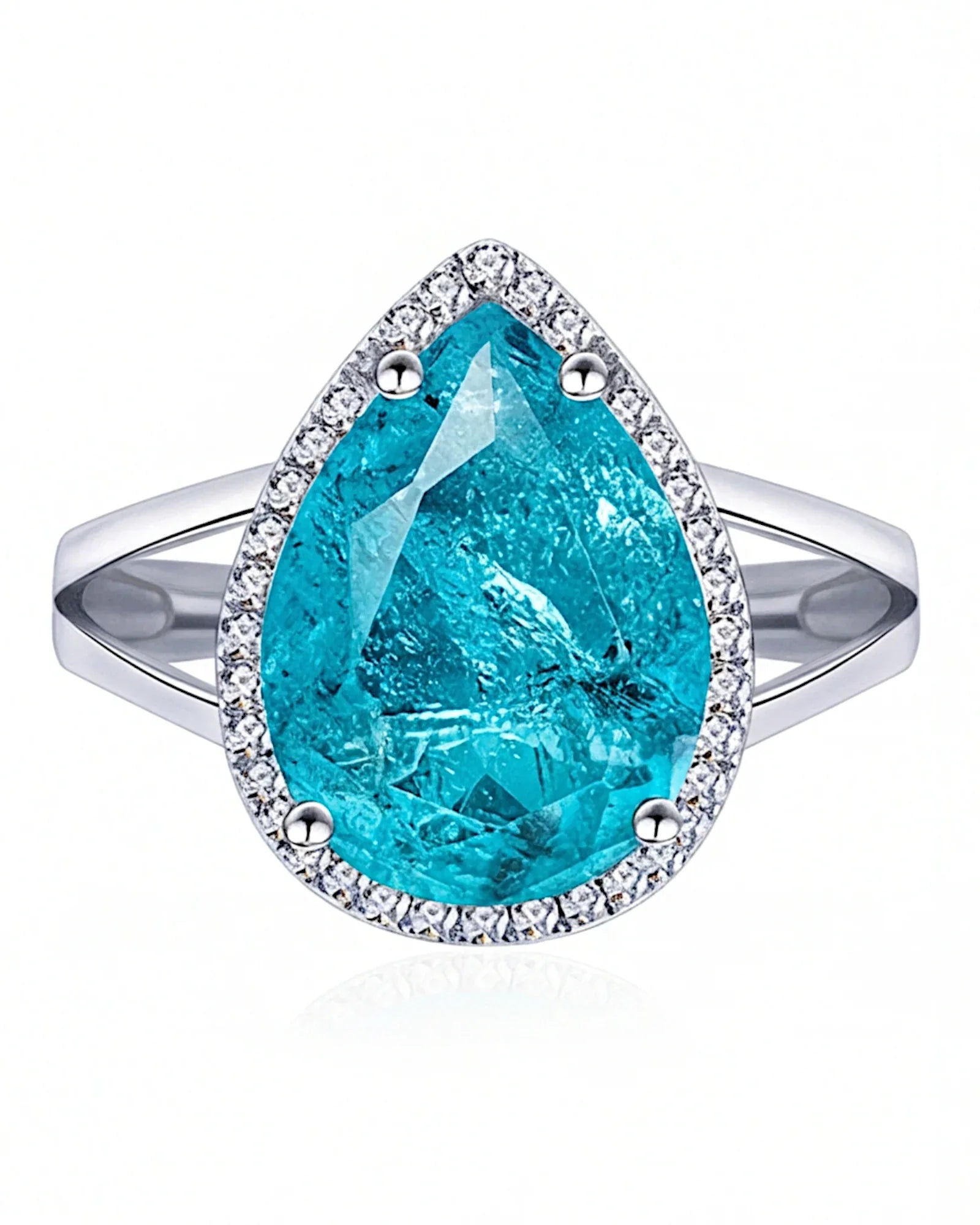 Ring aus 925er Silber mit blauem Zirkonia, Tropfenform - TOLLzWOOD