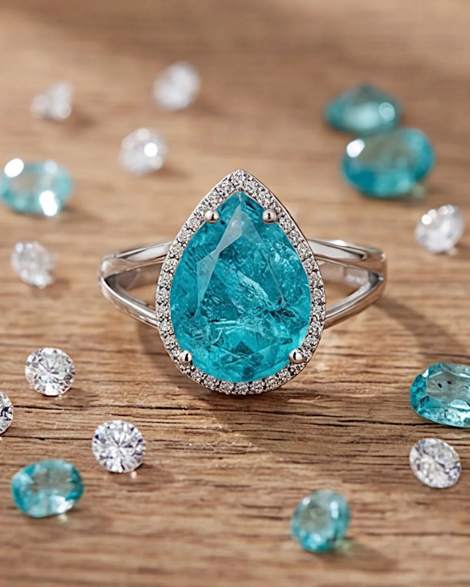 Ring aus 925er Silber mit blauem Zirkonia, Tropfenform - TOLLzWOOD