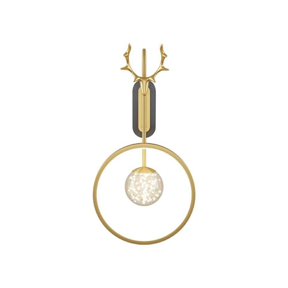 Runde Wandleuchte mit Ring, goldfarben