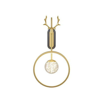 Runde Wandleuchte mit Ring, goldfarben - TOLLzWOOD