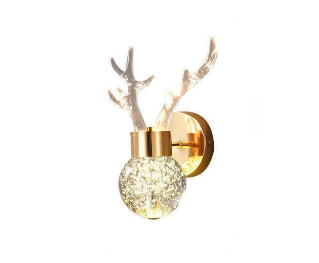 Wall lamp with crystal ball, gold-colored