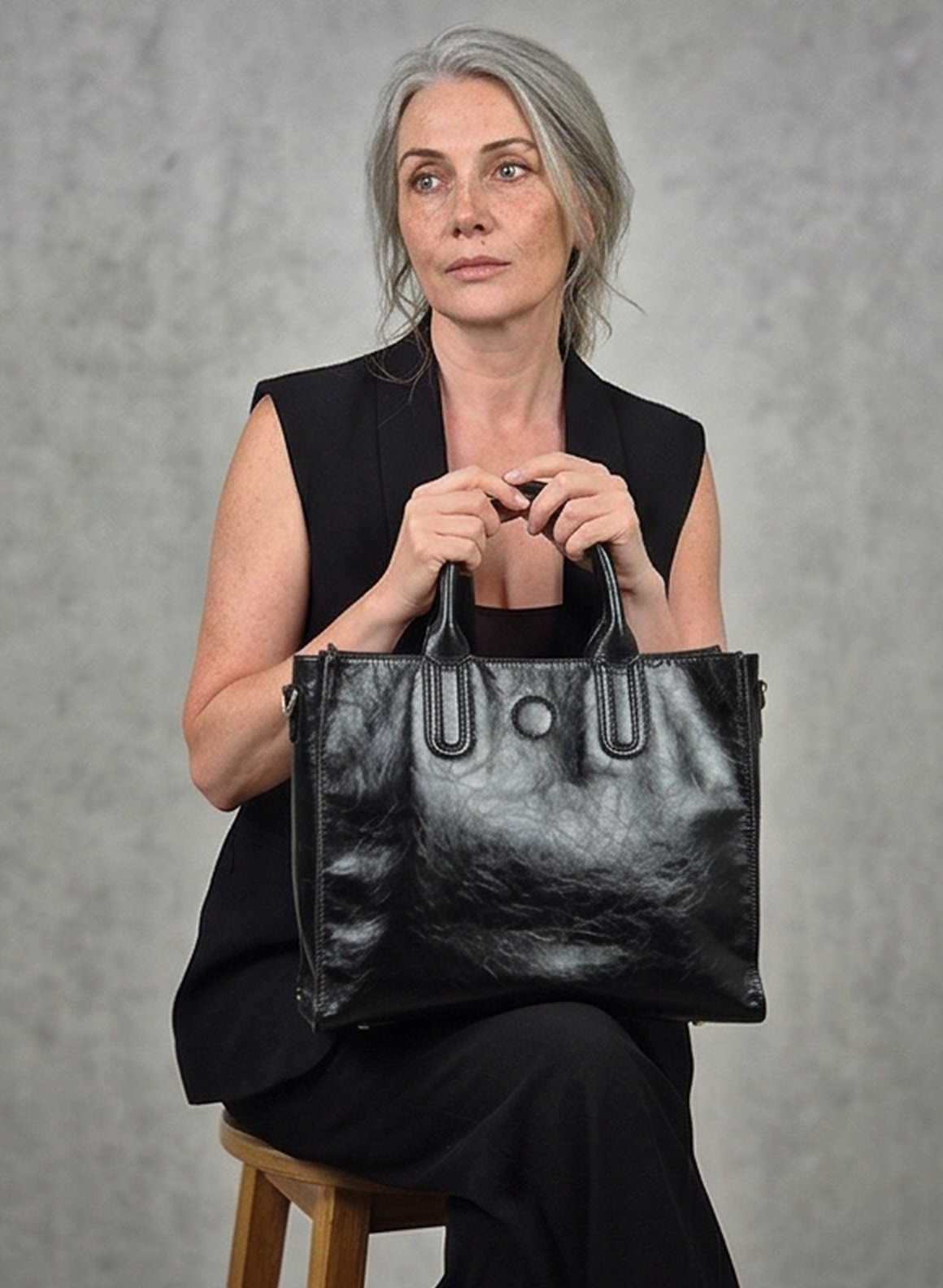 Leather handbag "Pfingstrose"