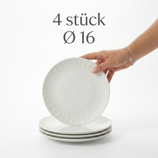 Porcelain plate "White" – with rim texture