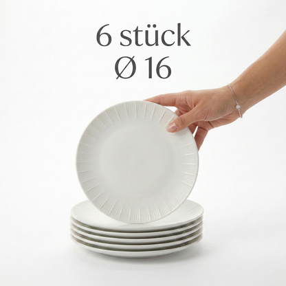 Porcelain plate "White" – with rim texture
