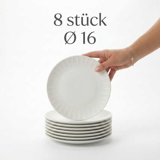 Porcelain plate "White" – with rim texture