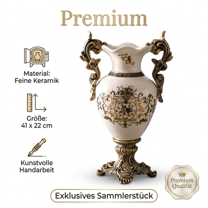 Ceramic vase with gold pattern