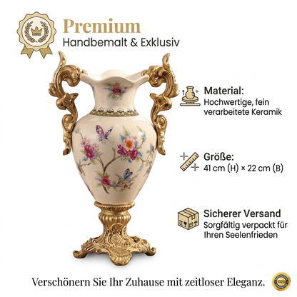 Keramikvase mit Blumenornament