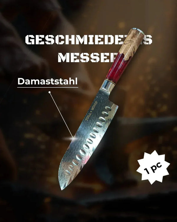 7,5'' Santoku-Messer - Damaststahl, 67 Lagen - G10-Harzgriff - TOLLzWOOD