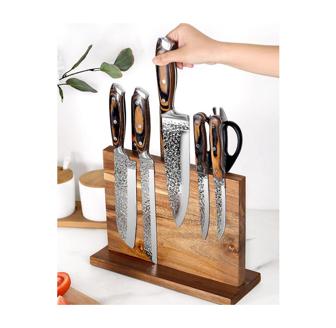 Magnetic knife holder made of acacia wood – model fangxu-R071