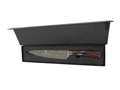 Kochmesser 8" - 5CR15 Stahl - Damast-Laser-Muster - TOLLzWOOD