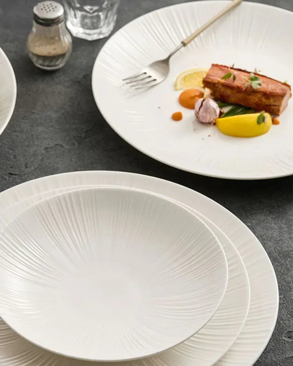 Weiß Porzellanteller mit Randstruktur 16.8 cm - TOLLzWOOD