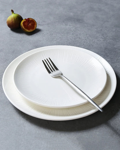 Weiß Porzellanteller mit Randstruktur 16.8 cm - TOLLzWOOD