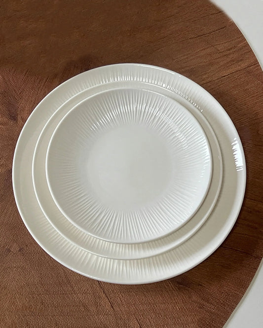 Weiß Porzellanteller mit Randstruktur 16.8 cm - TOLLzWOOD