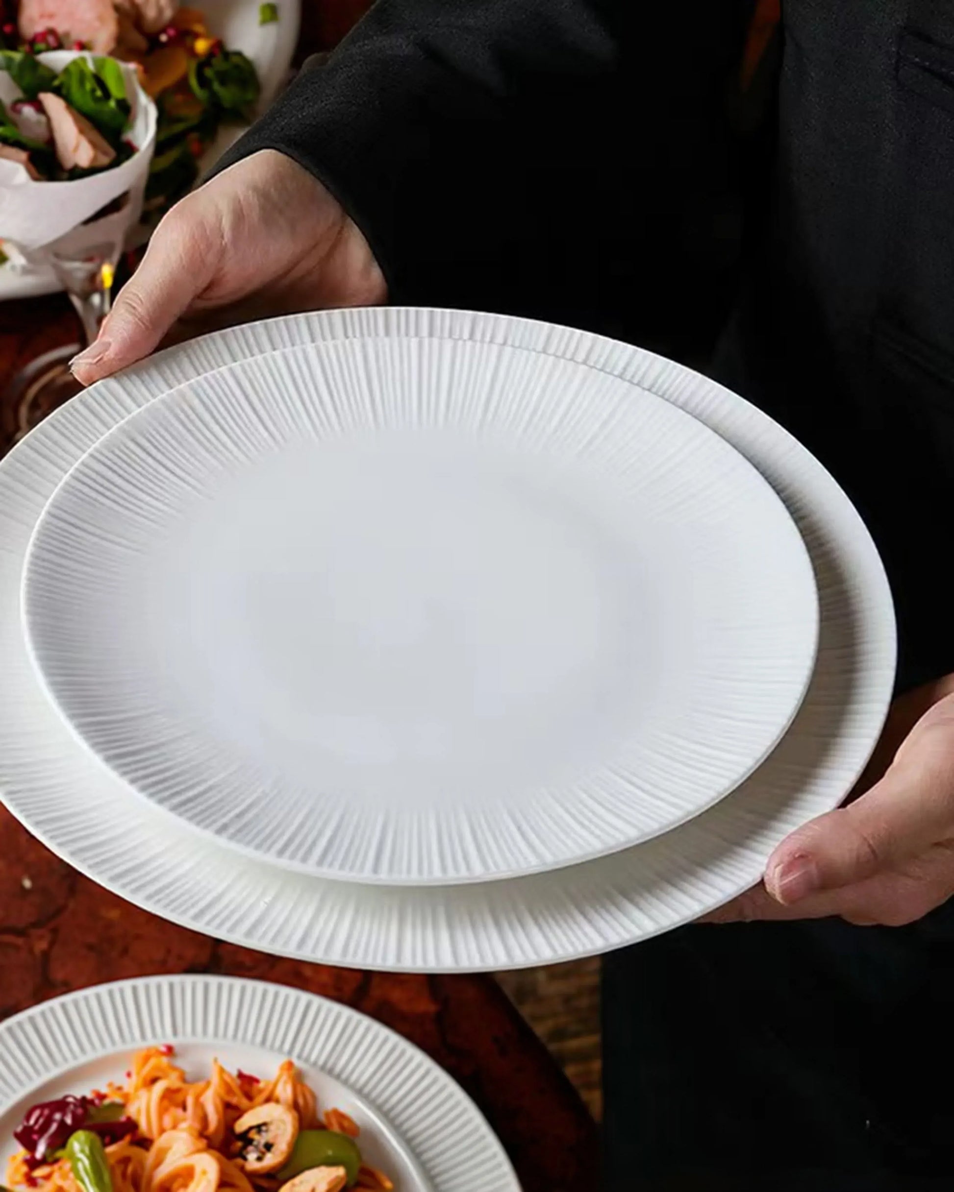 Weiß Porzellanteller mit Randstruktur 16.8 cm - TOLLzWOOD