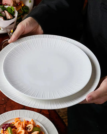 Weiß Porzellanteller mit Randstruktur 16.8 cm - TOLLzWOOD