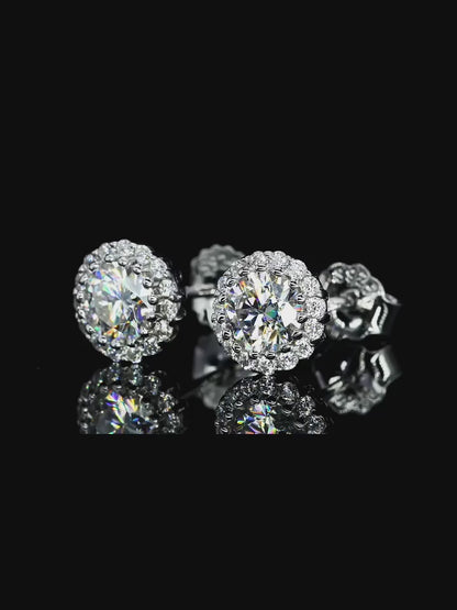 Ohrringe aus 925er Silber mit Zirkonia, rund