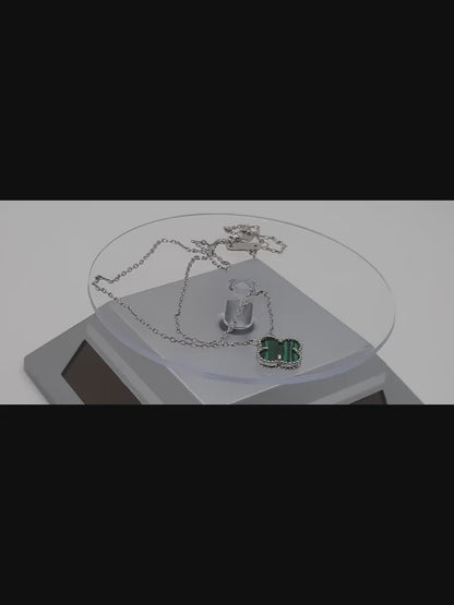 Round necklace made of 925 sterling silver with cubic zirconia