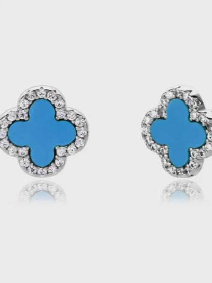 Earrings made of 925 sterling silver with blue cubic zirconia, teardrop shape