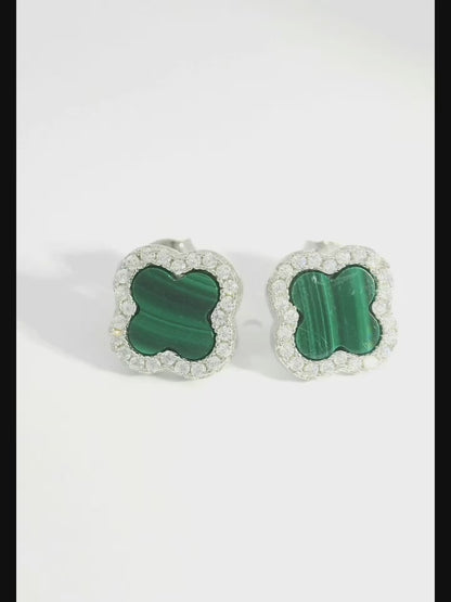Schmuck Ohrringe "Clover" aus 925er  in silbrig-grüne Farbe
